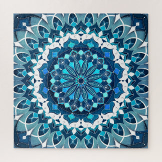 Turquoise Blue Mandala Jigsaw Puzzle