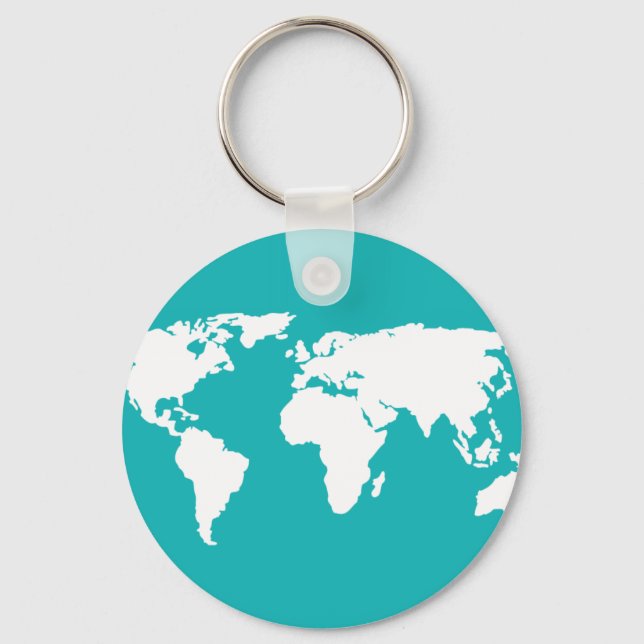 turquoise blue map key ring (Front)