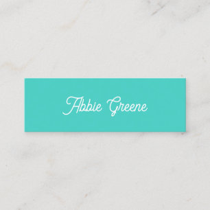 Turquoise Blue Modern Retro Script Mini Business Card