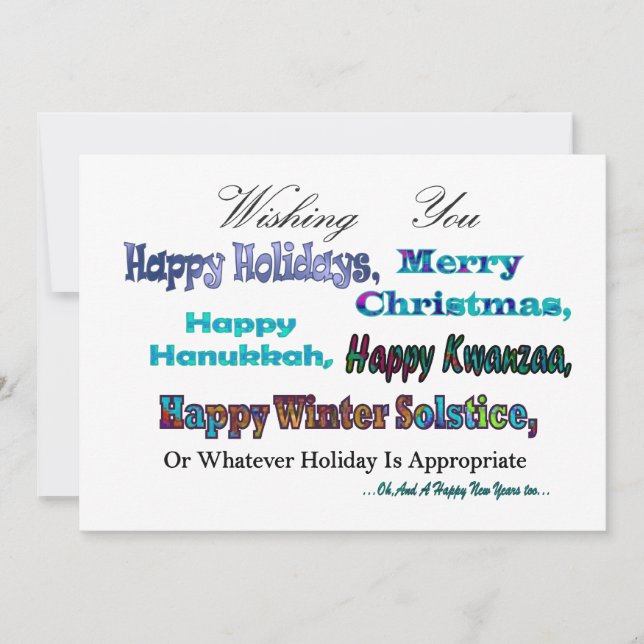 Turquoise Blue Multi Holiday Greeting (Front)