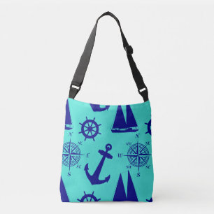 Turquoise Blue Nautical Coastal Boating Crossbody Bag