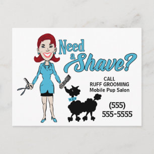 Turquoise Blue Need a Shave Pet Groomer Postcard