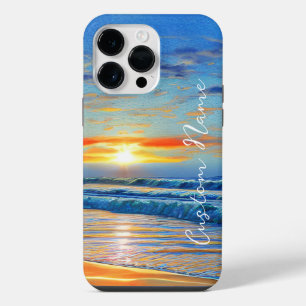 Turquoise blue ocean at sunset iPhone 14 pro max case