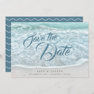 Turquoise Blue Ocean Save the Date Card