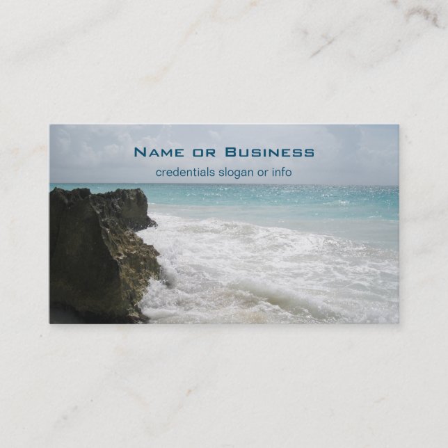 Turquoise Blue Ocean with Foamy Waves Seascape Business Card (Front)