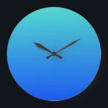 Turquoise Blue Ombre Large Clock<br><div class="desc">Simple,  plain blue and turquoise ombre or gradient background. You can add a personalised message.</div>
