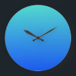 Turquoise Blue Ombre Large Clock<br><div class="desc">Simple,  plain blue and turquoise ombre or gradient background. You can add a personalised message.</div>