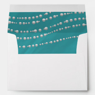 Turquoise Blue & Pearls Elegant Invitation Envelopes