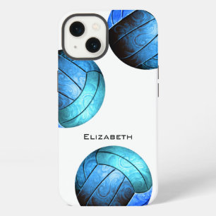 turquoise blue personalised women's volleyball iPhone 13 case