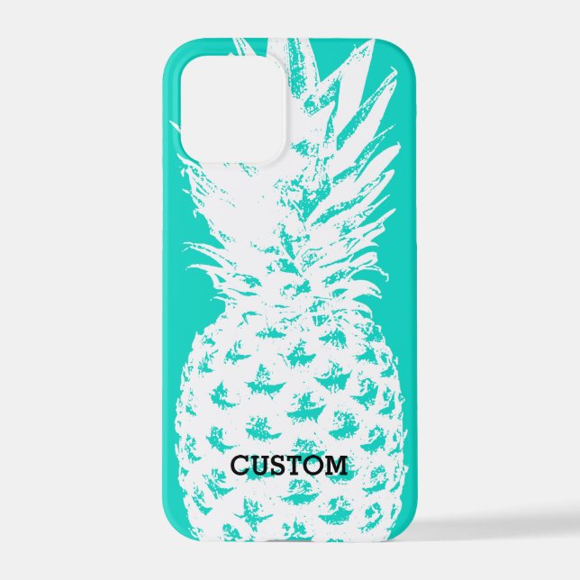 Turquoise blue pineapple image iPhone 12 pro Case (Back)