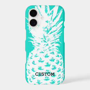 Turquoise blue pineapple image iPhone Case