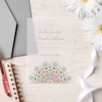  Turquoise Blue Pink Abstract Mandala Wedding