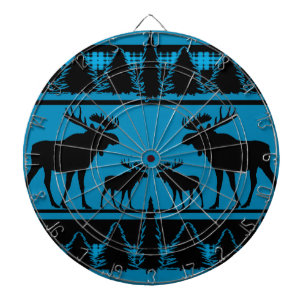 Turquoise blue plaid moose rustic pattern dartboard