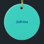 Turquoise Blue Professional Modern Elegant Name Ceramic Tree Decoration<br><div class="desc">Modern Simple Plain Professional Design</div>