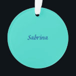 Turquoise Blue Professional Modern Elegant Name Ornament<br><div class="desc">Modern Simple Plain Professional Design</div>