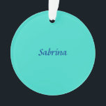Turquoise Blue Professional Modern Elegant Name Ornament<br><div class="desc">Modern Simple Plain Professional Design</div>
