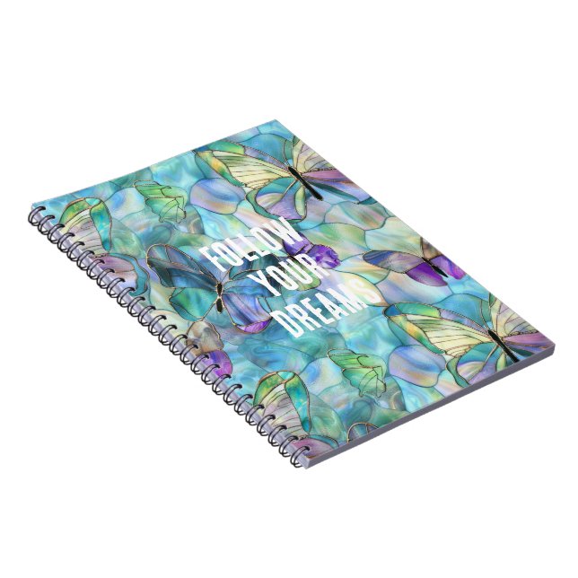 Turquoise Blue Purple Butterflies Notebook (Right Side)