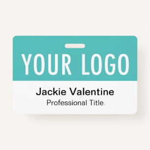Turquoise Blue PVC Badge Horizontal Work Name Tag ID Badge