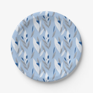 Turquoise blue red retro flower pattern paper plate