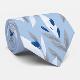 Turquoise blue red retro flower pattern tie
