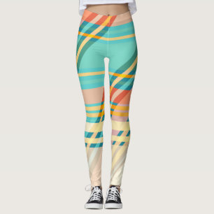 Turquoise Blue Red Yellow Peach Gym Exercise Leggings