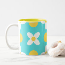Turquoise Blue Retro Floral Pattern 