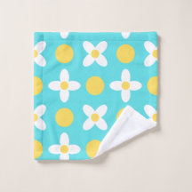 Turquoise Blue Retro Floral Pattern 