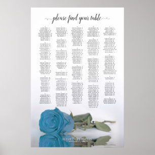 Turquoise Blue Rose Alphabetical Seating Chart