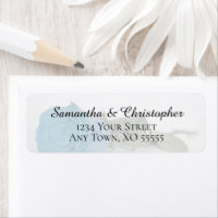 Turquoise Blue Rose Wedding Return Address Label