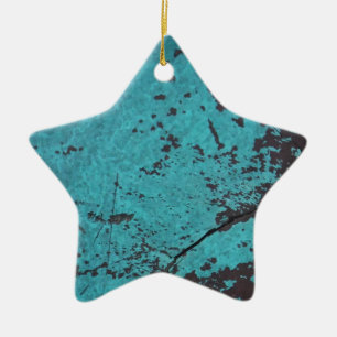 Turquoise Blue Rusted Ceramic Tree Decoration