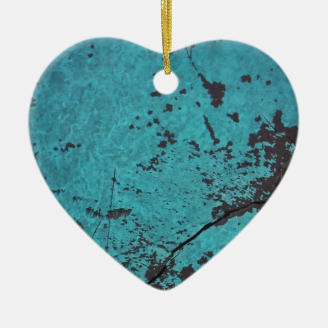 Turquoise Blue Rusted Ceramic Tree Decoration (Front)
