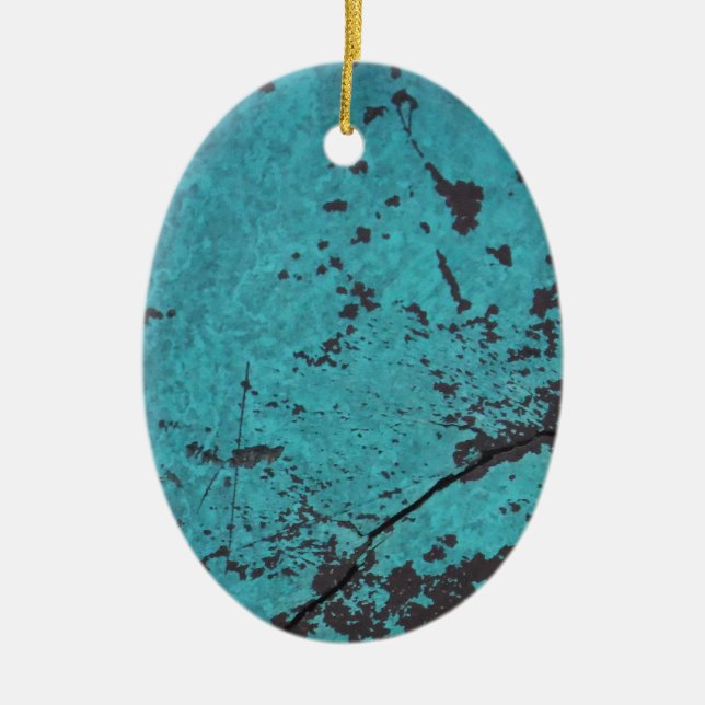Turquoise Blue Rusted Ceramic Tree Decoration (Front)