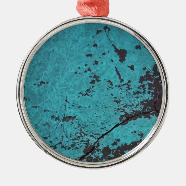 Turquoise Blue Rusted Metal Tree Decoration (Front)