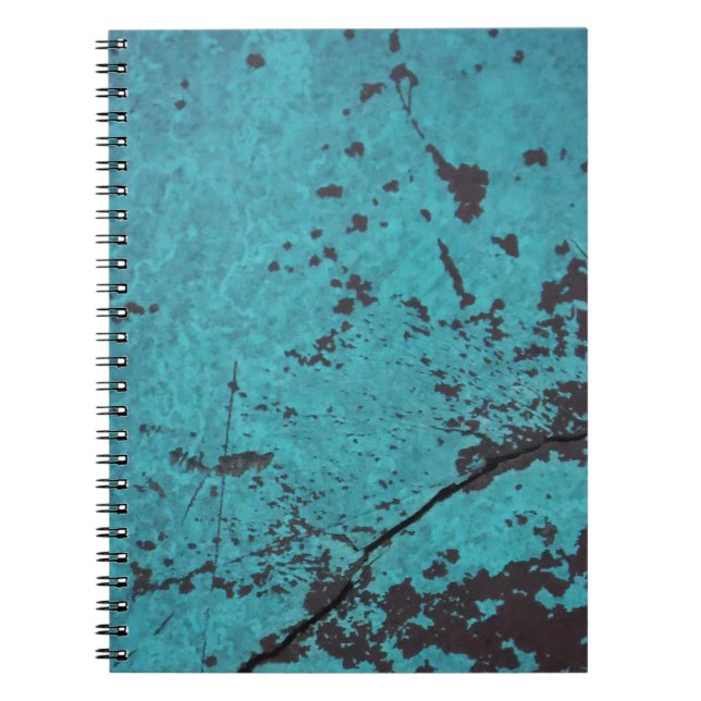 Turquoise Blue Rusted Spiral Notebook (Front)