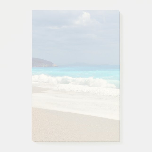 Turquoise Blue Sea Beach Photo Faded Post-it Notes (Front)