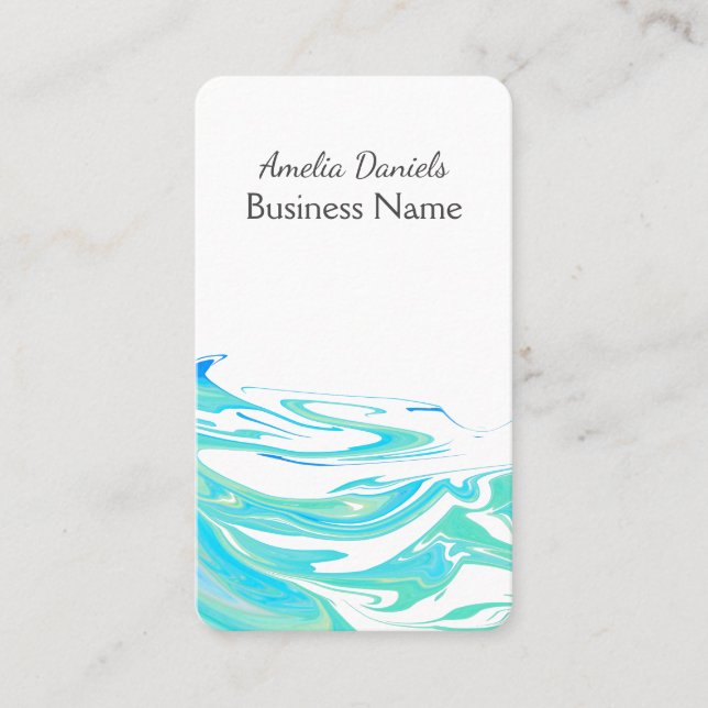 Turquoise Blue Sea Swirl Business Card (Front)