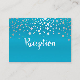 Turquoise Blue & Silver Confetti Dots - Reception Enclosure Card