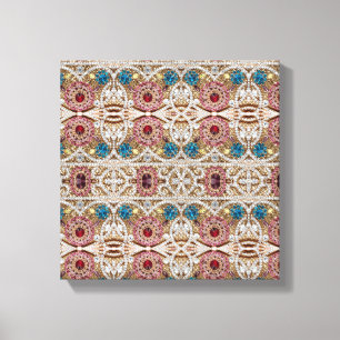 turquoise blue silver gold burgundy pink bohemian canvas print