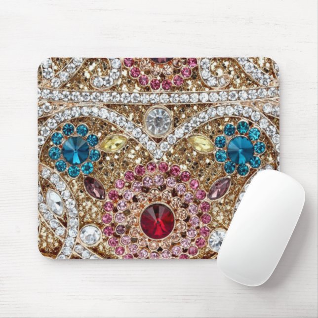 turquoise blue silver gold burgundy pink bohemian mouse pad (With Mouse)