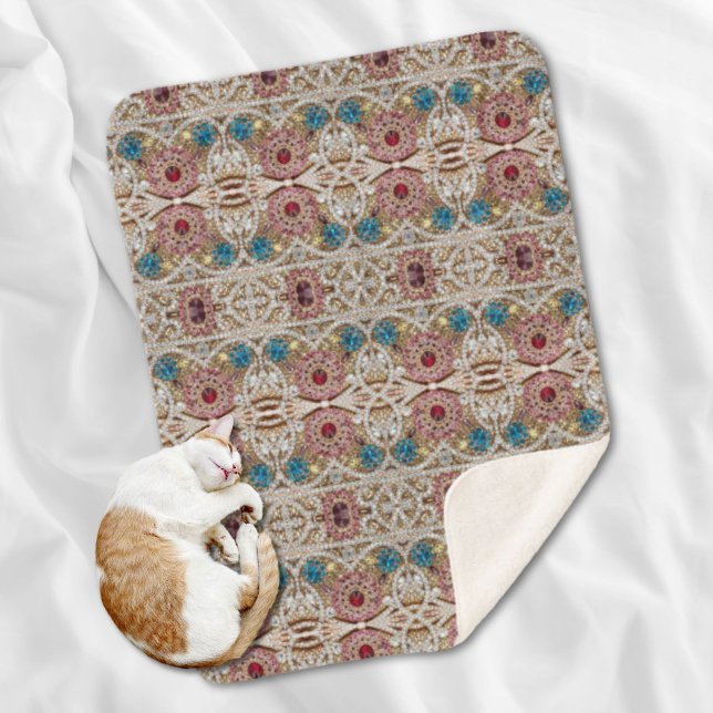 turquoise blue silver gold burgundy pink bohemian sherpa blanket (turquoise blue silver gold burgundy pink bohemian sherpa blanket)