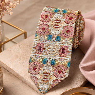 turquoise blue silver gold burgundy pink bohemian tie