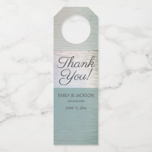 Turquoise Blue Silver Sea Glass Custom Wedding  Bottle Tag