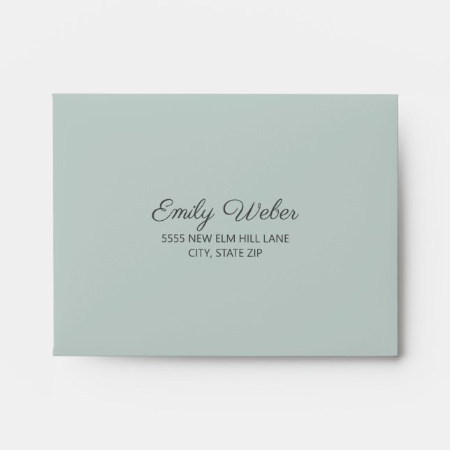 Turquoise Blue Silver Sea Glass Wedding  Response Envelope (Front)