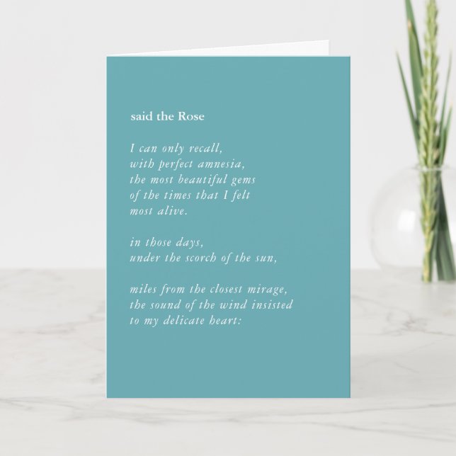 Turquoise Blue Simple Encouragement Poem Sympathy Card (Front)