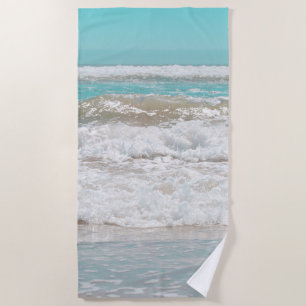 Turquoise Blue Sky Ocean Sea Waves Foam Beach Towel