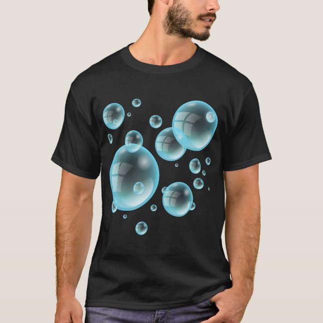 Turquoise Blue Soapy Shampoo Air Bubbles T-Shirt (Front)
