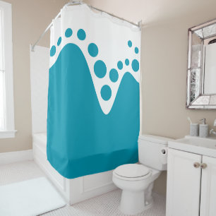 Turquoise Blue soft wave and bubbles Shower Curtain