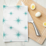 Turquoise Blue Starburst Pattern Mid-century Retro Tea Towel<br><div class="desc">This fabulous mid century modern kitchen towel features a turquoise blue starburst pattern. This will make a charming addition to any kitchen!</div>