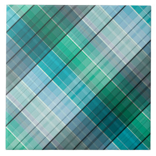 Turquoise blue tartan tile