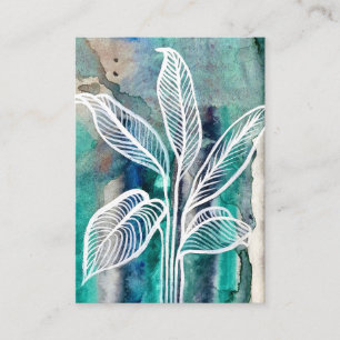  Turquoise Blue & Teal Modern Botanical Watercolor Business Card
